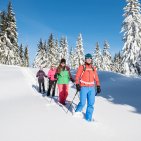 Geführte Schneeschuhtour in der Winterlandschaft von Bolsterlang. Eine geführte Gruppe wandert mit Schneeschuhen durch den tiefen Schnee bei Bolsterlang. Das Erlebnis verbindet Bewegung, Natur und winterliches Bergpanorama.