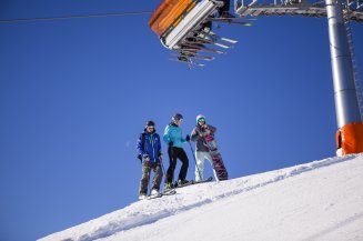 Auf 18 Pistenkilomenter hat man an der Hörnerbahn in Bolserlang  nahe Oberstdorf einen wunderschönen Blick über das verschneite Allgäu.