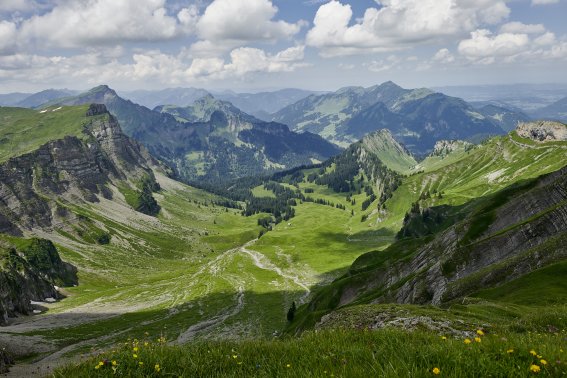 Sommer-Bergpanorama im Kleinwalsertal Sommer-Bergpanorama im Kleinwalsertal