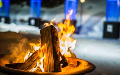 Eisschnitzen und Feuer