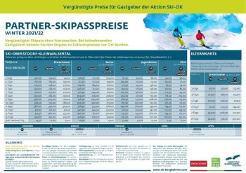 Partner-Skipasspreise 2021/2022