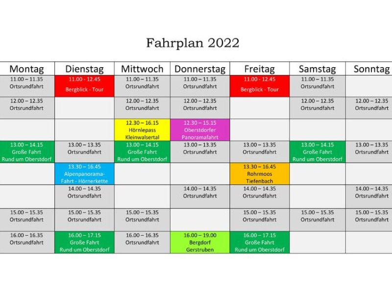 Marktbähnle Fahrplan 2022