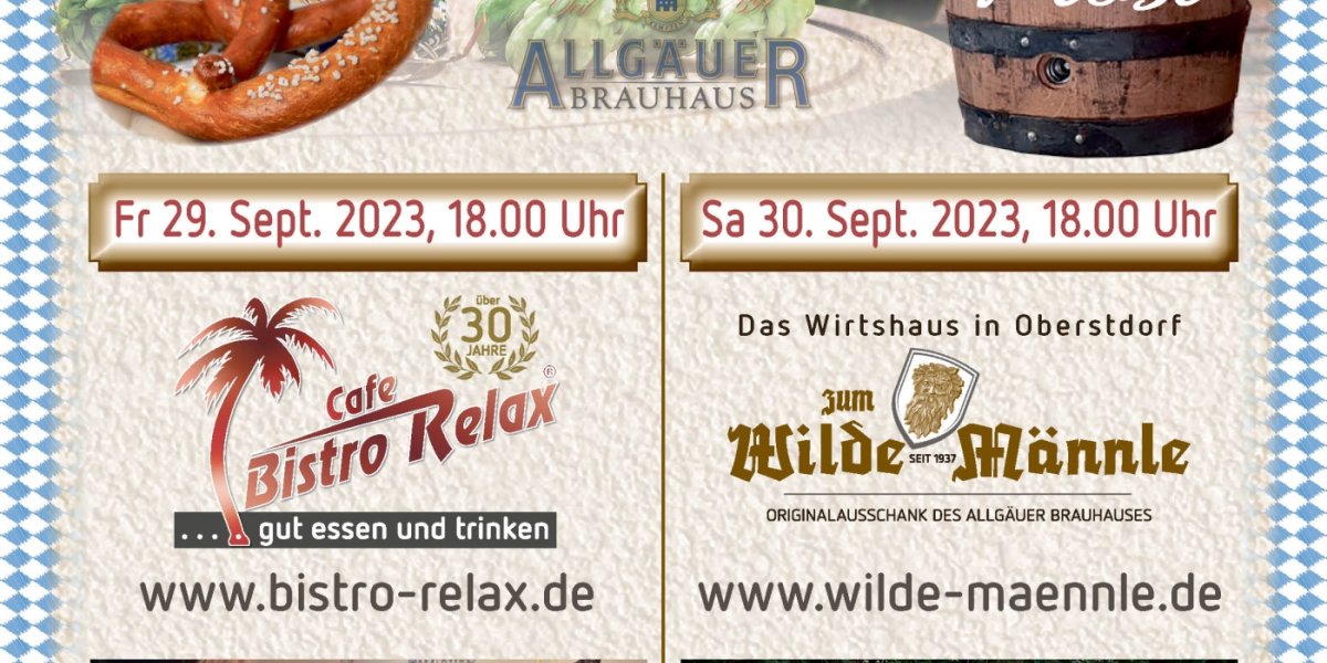 Relax Bistro Ob - Plakat A3 Oktoberfest - 2 Betriebe