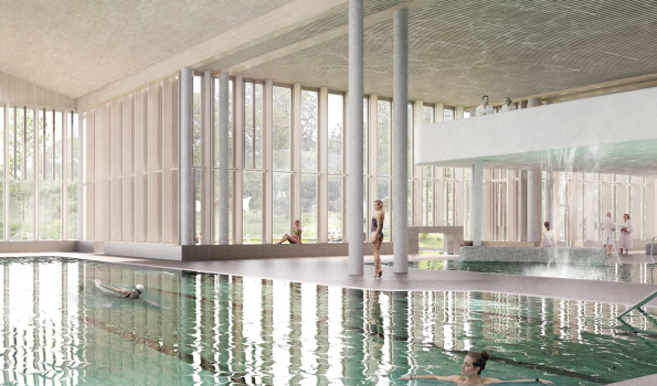 Visualisierung der Badehalle Therme Oberstdorf