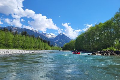 Packraft Bergblick