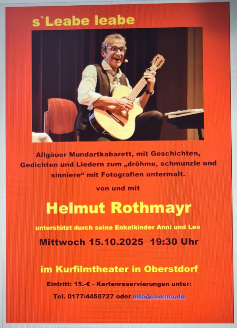 Konzert mit Helmut Rothmayr - 15.10.25 - 19:30 Uhr - Vorbestellung ratsam !