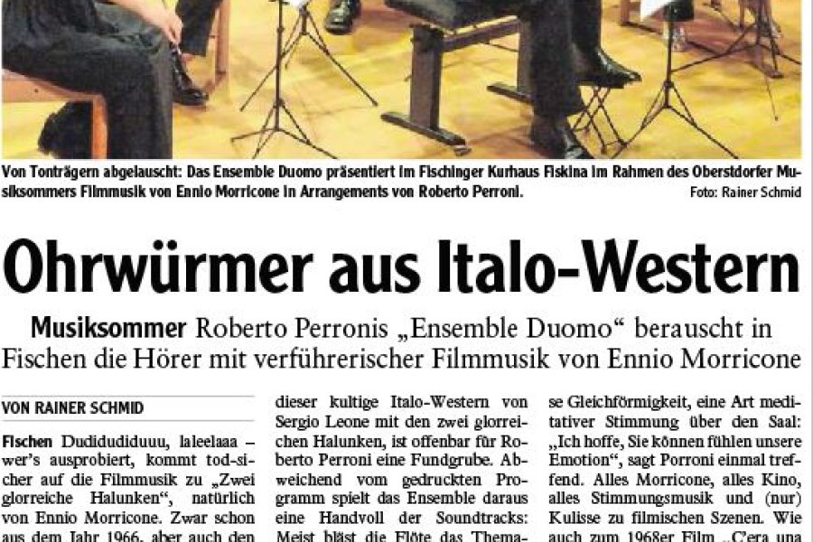 2019-08-13PR Bericht IS Oberstdorfer Musiksommer - Ohrwürmer aus Italo-Western