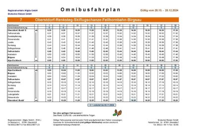 Bus zur Fellhornbahn von 28.10. bis 20.12.2024