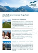 Informationen der Bergbahnen 28.07.2022