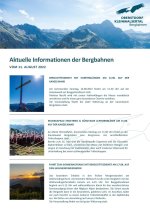 Informationen der Bergbahnen 11.08.2022