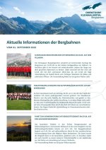 Informationen der Bergbahnen 01.09.2022