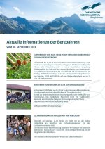 Informationen der Bergbahnen 08.09.2022