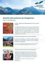 Informationen der Bergbahnen 15.09.2022