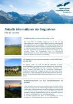 Informationen der Bergbahnen 20.07.2023
