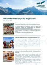 Informationen der Bergbahnen 27.07.2023