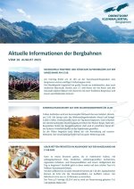 Informationen der Bergbahnen 10.08.2023