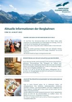 Informationen der Bergbahnen 24.08.2023