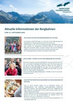 Informationen der Bergbahnen 21.09.2023