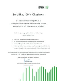 KBB und GLB - Zertifikat Ökostrom 2024