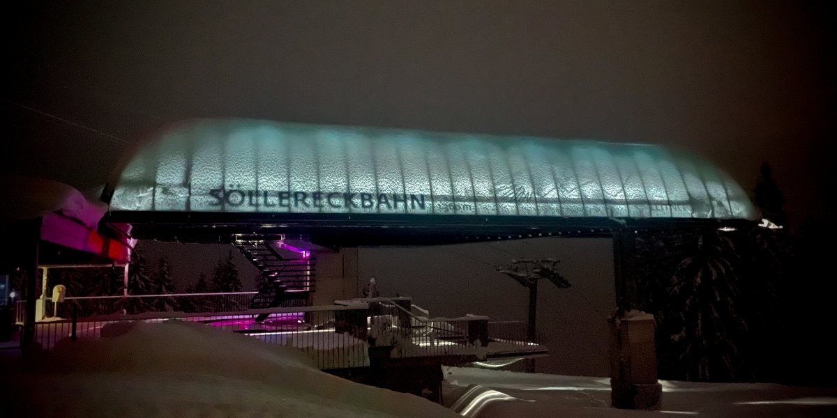 Bergstation Söllereckbahn bei Nacht