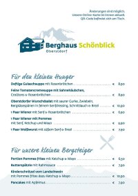 Speisekarte Schönblick Sommer'26