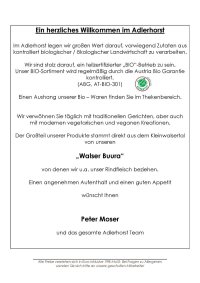 Speisekarte Adlerhorst Sommer'26