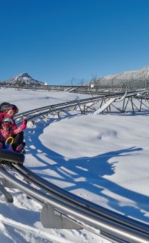 Rodelpartie auf Schienen