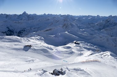 Blick auf das Skigebiet am Nebelhorn