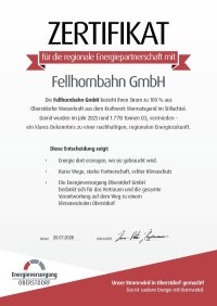 Fellhorn - Zertifikat Ökostrom