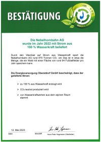 Nebelhorn - Zertifikat Ökostrom