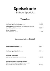 Speisekarte Sportalp 2025