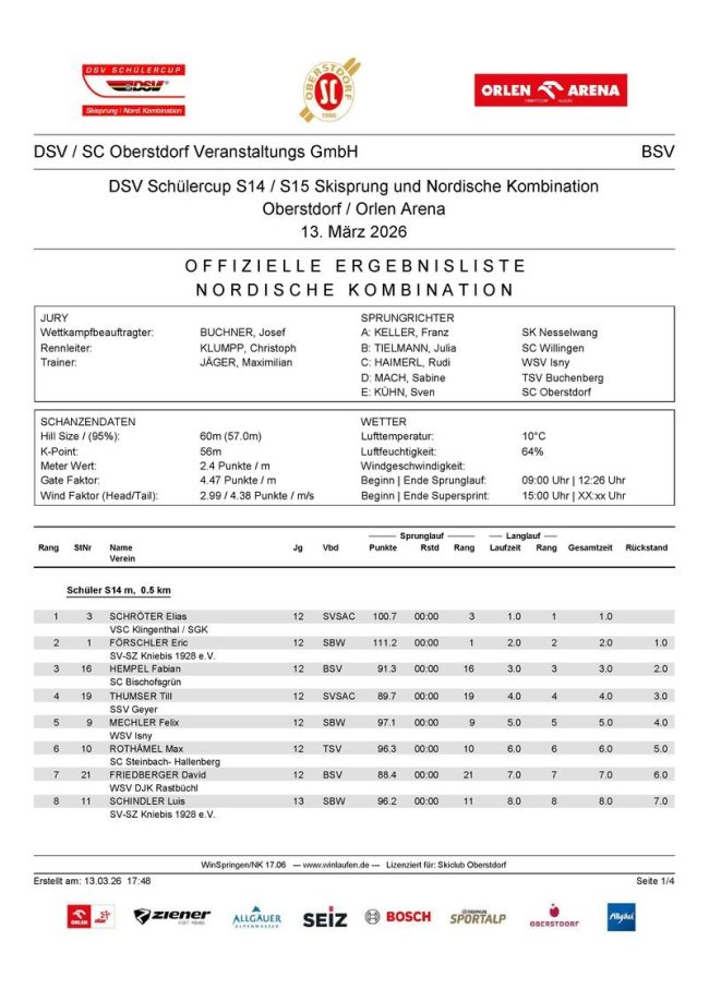 DSC NK Super Team 13.03.2026