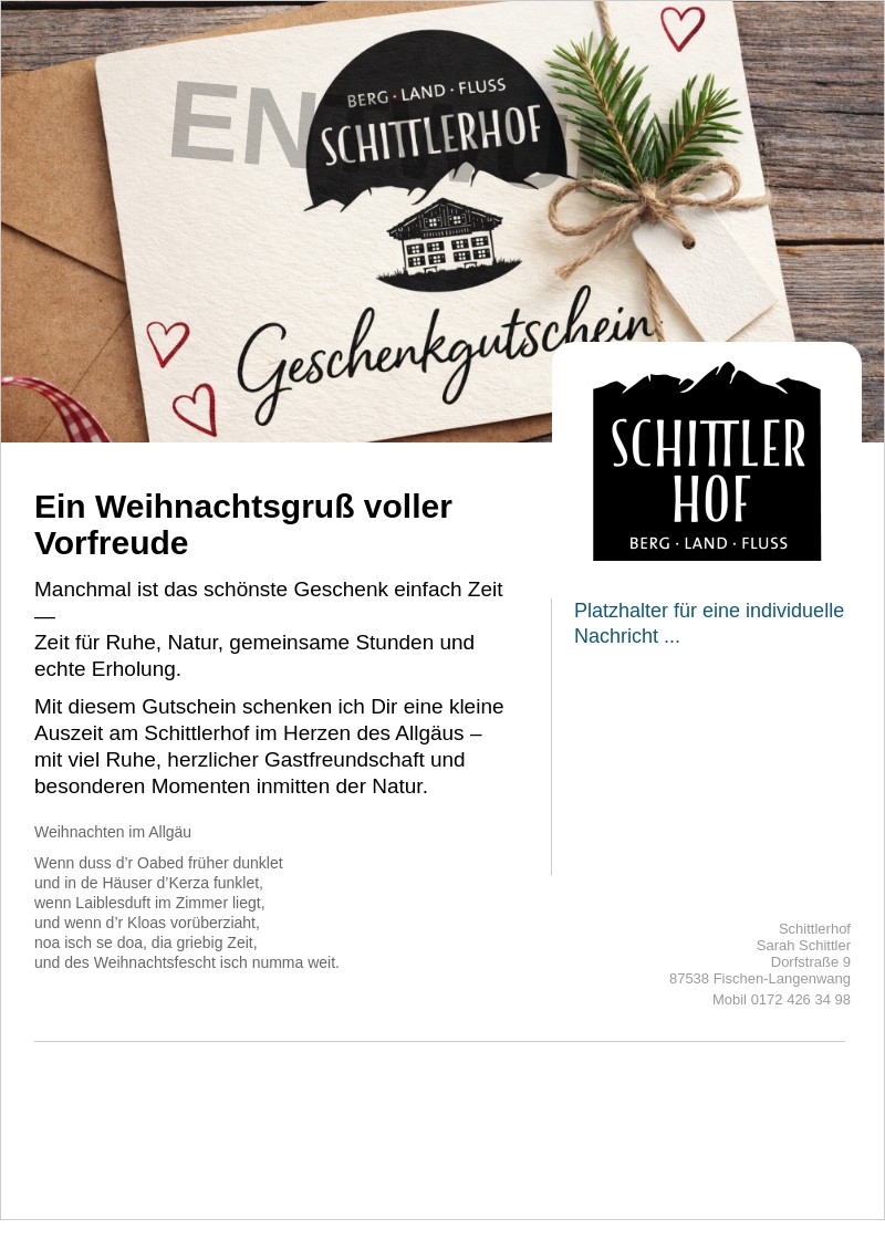 Gutscheinvorlage: Ein Weihnachtsgruß voller Vorfreude