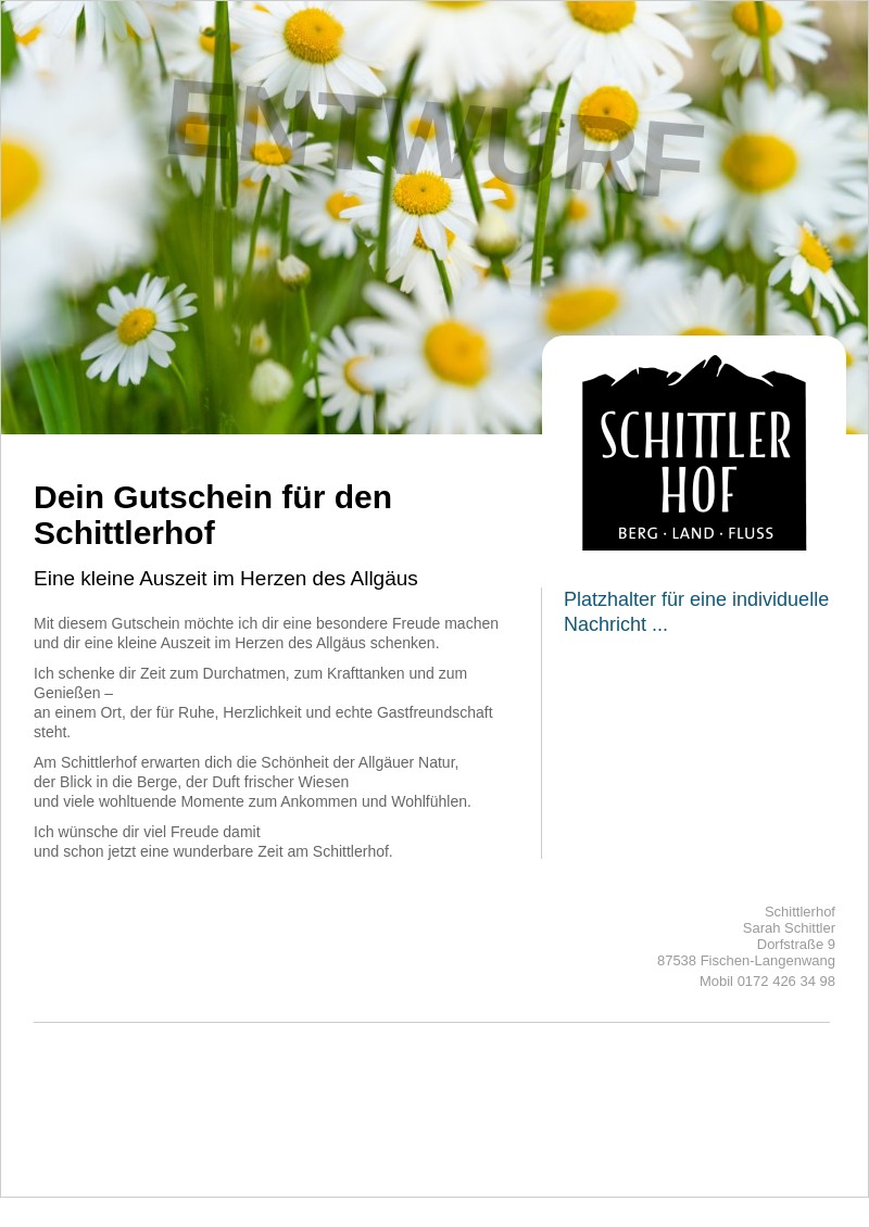 Gutscheinvorlage: Für Dich