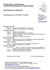 Wochenprogramm vom 26.07. - 01.08.2025
