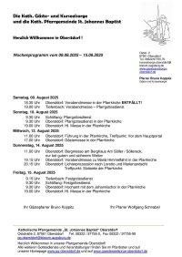Wochenprogramm vom 09.08. - 15.08.2025