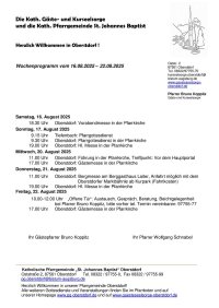 Wochenprogramm vom 16.08. - 22.08.2025