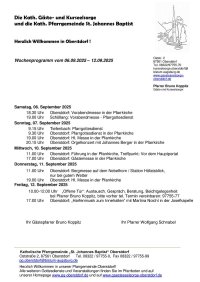 Wochenprogramm vom 06.09. - 12.09.2025