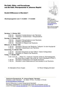 Wochenprogramm vom 11.10. - 17.10.2025