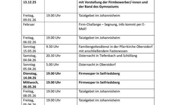 Firmvorbereitung 2025 2026 Terminübersicht