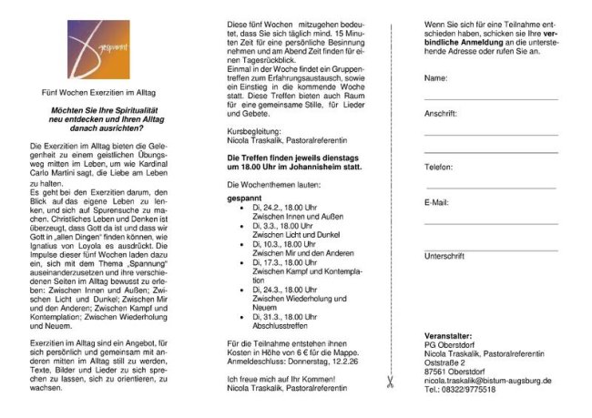 Flyer Exerzitien 2026