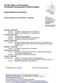 Wochenprogramm vom 07.03. . 13.03.2026