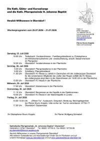 Wochenprogramm vom 25.07. - 31.07.2026