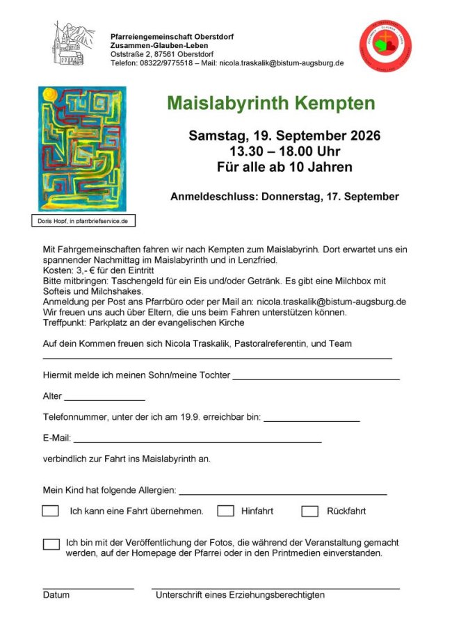 Anmeldung Maislabyrinth 2026