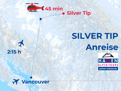 Silver Tip Heli-Skiing ANreise Silver Tip Anreise