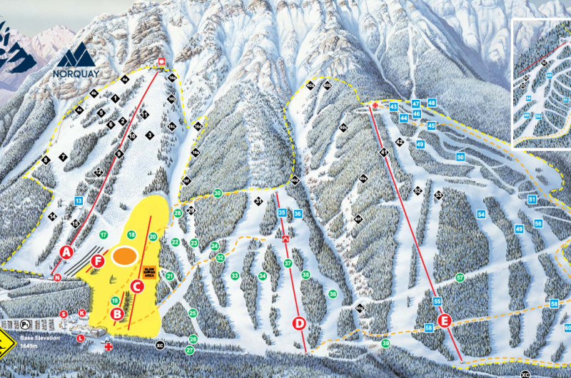 Aktueller Pistenplan Mt. Norquay