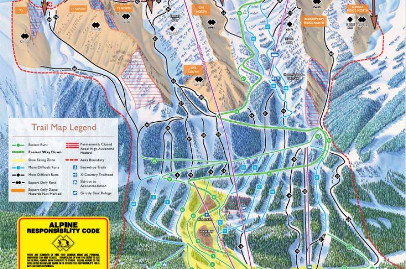 Aktueller Pistenplan Kicking Horse