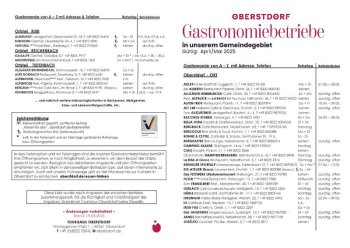 Gastronomie Frühjahr 2025 Oberstdorf