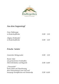 Speisekarte Restaurant Bolsterlang Gasthof Riedbergerhorn