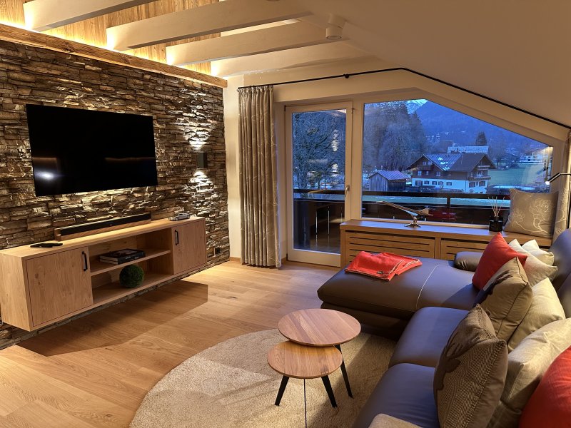Wohnzimmer mit Bergsicht